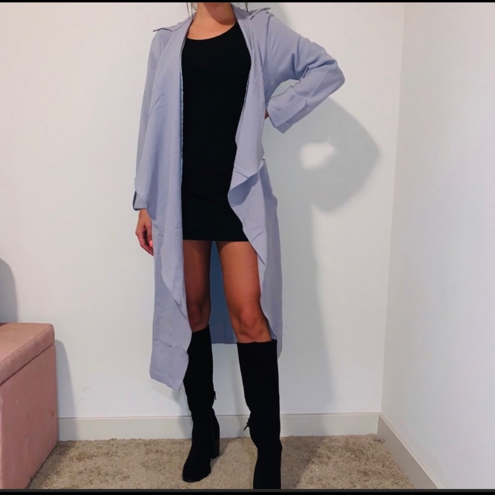 Draped Open Front Trench Duster